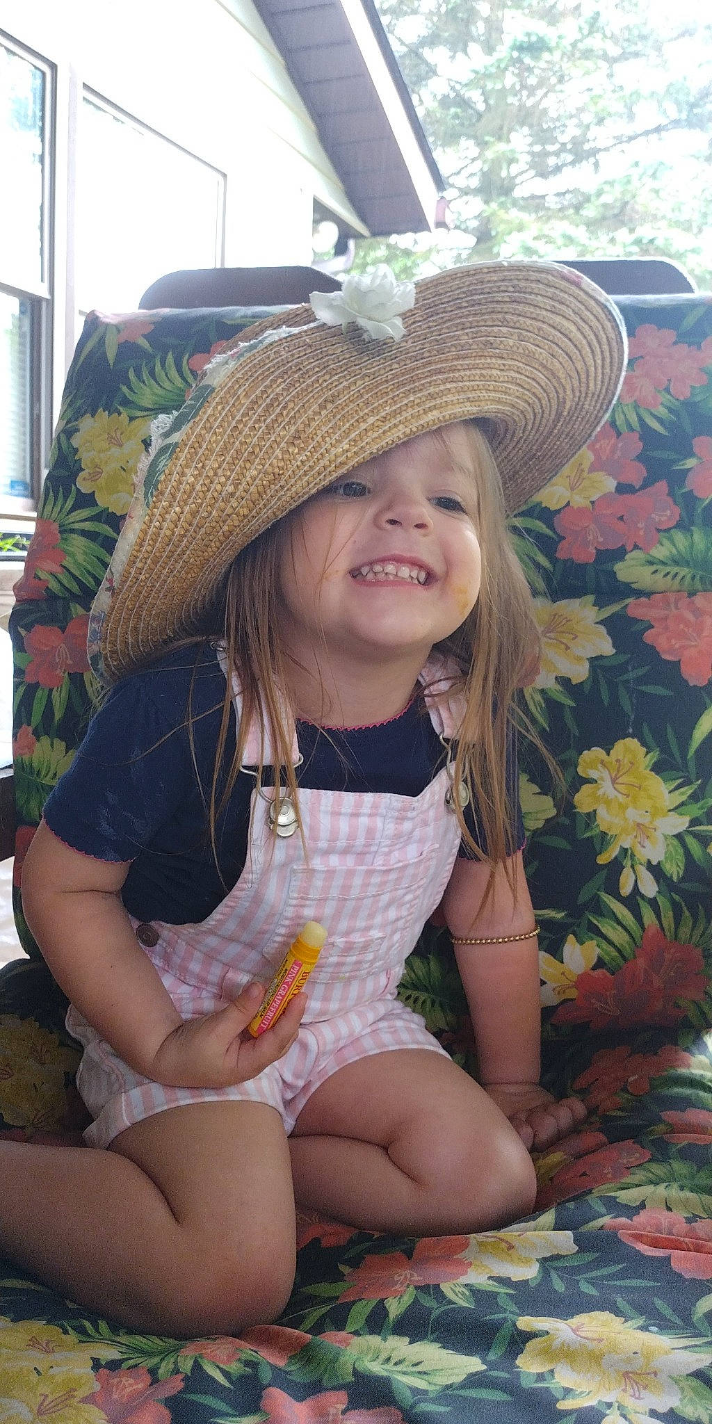 Londyn joined the competition — help win amazing prizes! cap, dress, eye, face, fawn, fun, grass, happy, hat, headgear, joy, leaf, mammal, organ, people_in_nature, person, plant, skin, smile, sun_hat