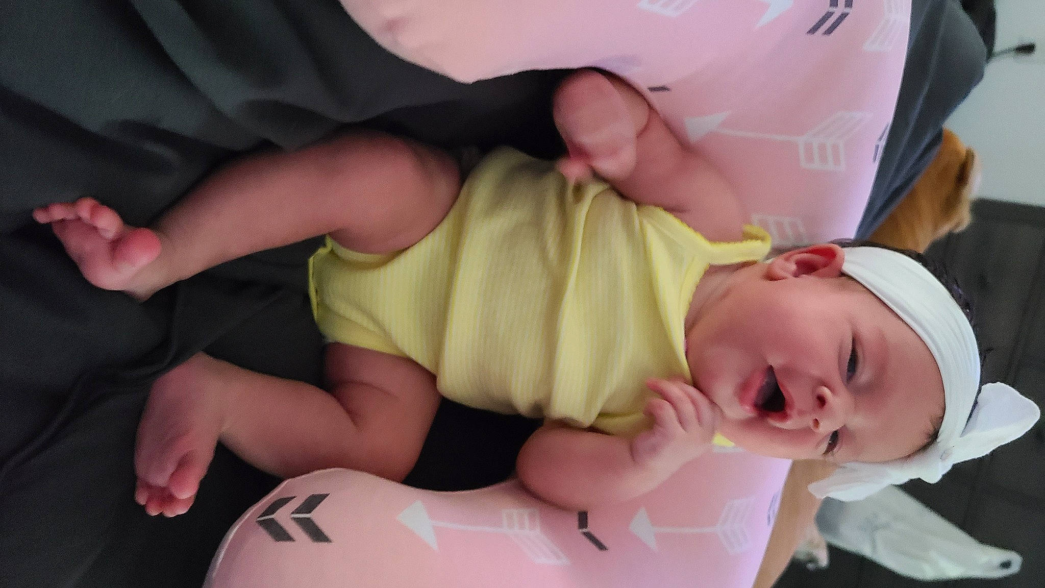Kelsey joined the competition — help win amazing prizes! baby, baby_toddler_clothing, cheek, comfort, facial_expression, finger, gesture, hand, human_body, joint, knee, leg, mammal, mouth, nail, person, product, skin, thumb, toddler