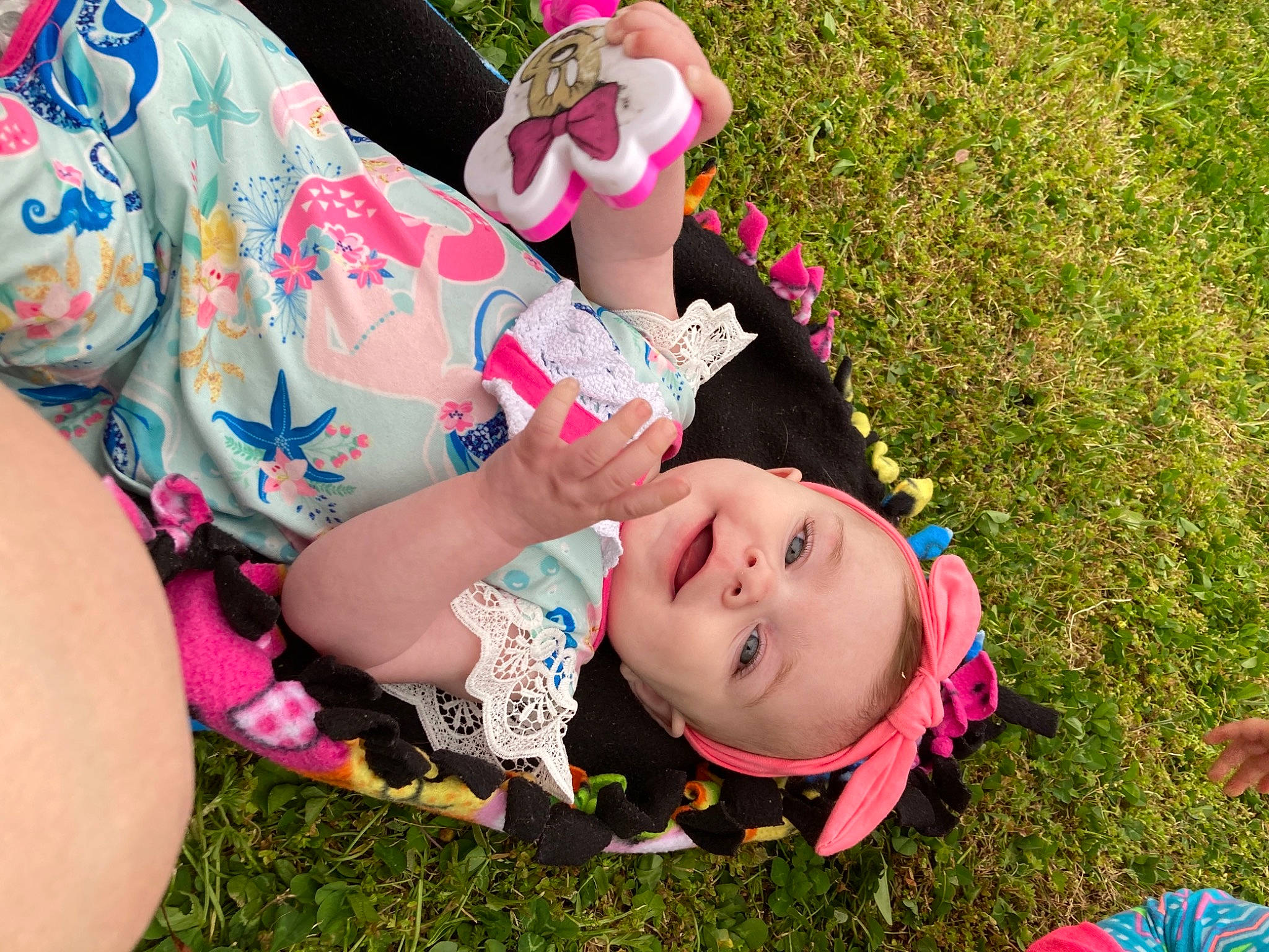 Libby is registered to the contest to win money with this photo: baby, baby_toddler_clothing, child, fun, grass, grassland, happy, hat, lawn, leisure, meadow, people_in_nature, person, pink, plant, recreation, sitting, skin, summer, toddler