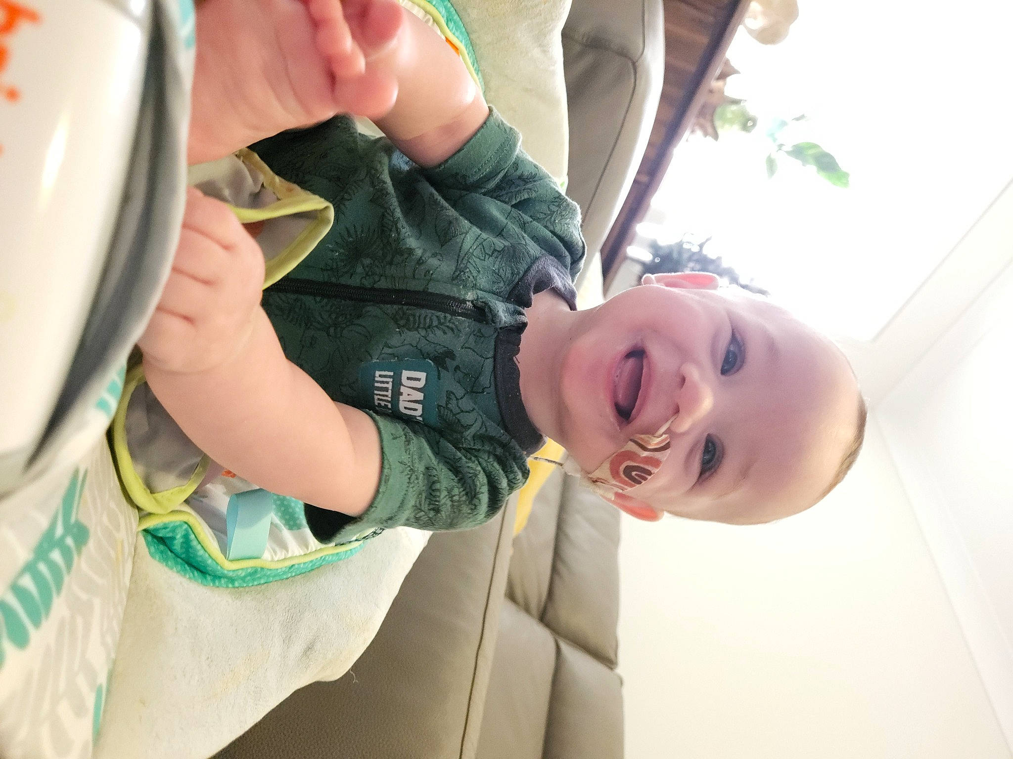 Archie joined the competition — help win amazing prizes! auto_part, automotive_wheel_system, baby, baby_toddler_clothing, child, finger, fun, gesture, hand, happy, laugh, nail, person, plant, skin, smile, thumb, toddler, tree, vehicle_door