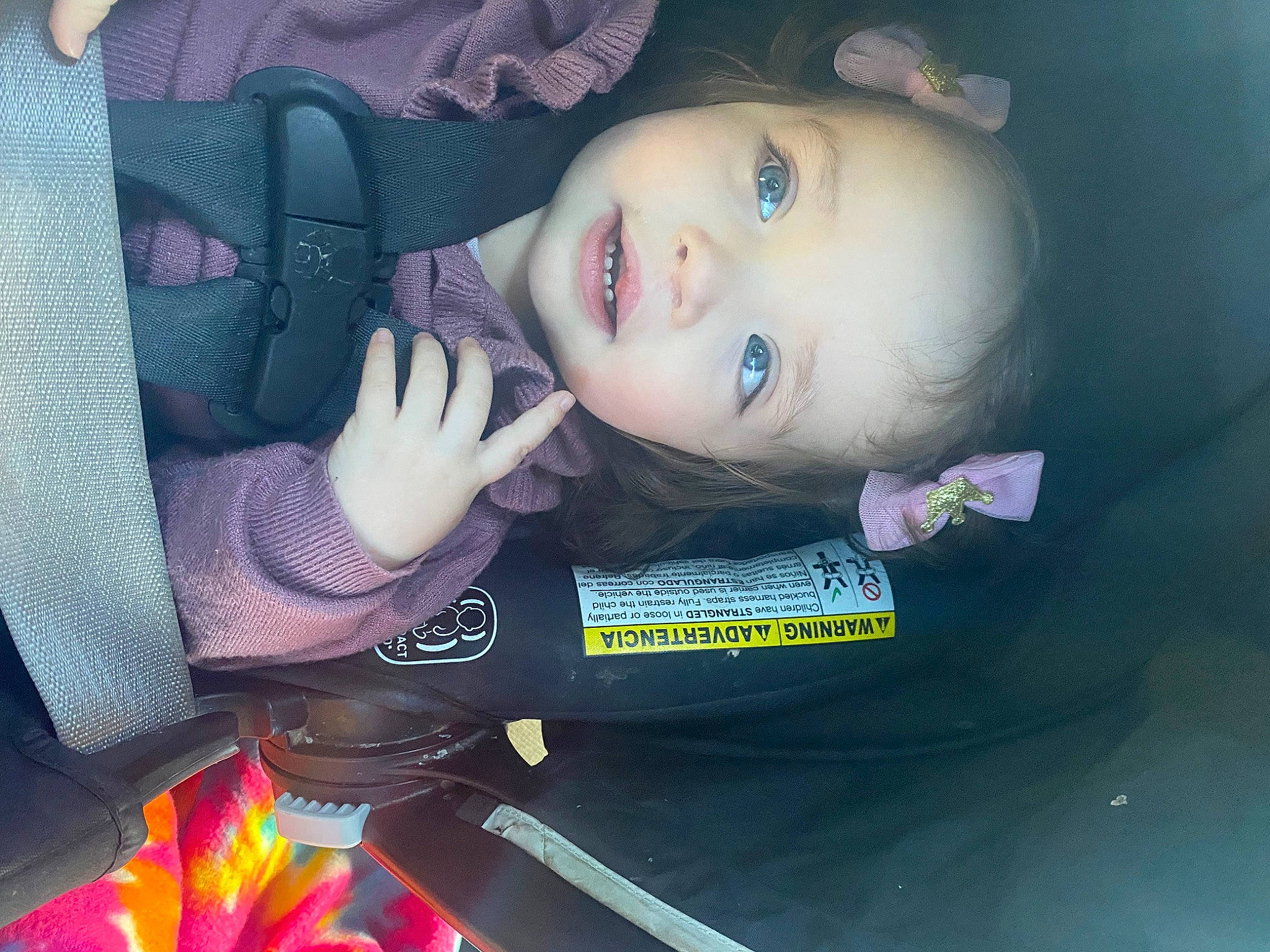 Carolina joined the competition — help win amazing prizes! auto_part, beauty, car_seat, cheek, child, cool, doll, electric_blue, eyelash, fashion_accessory, flash_photography, fun, head, iris, lip, magenta, material_property, person, pink, purple