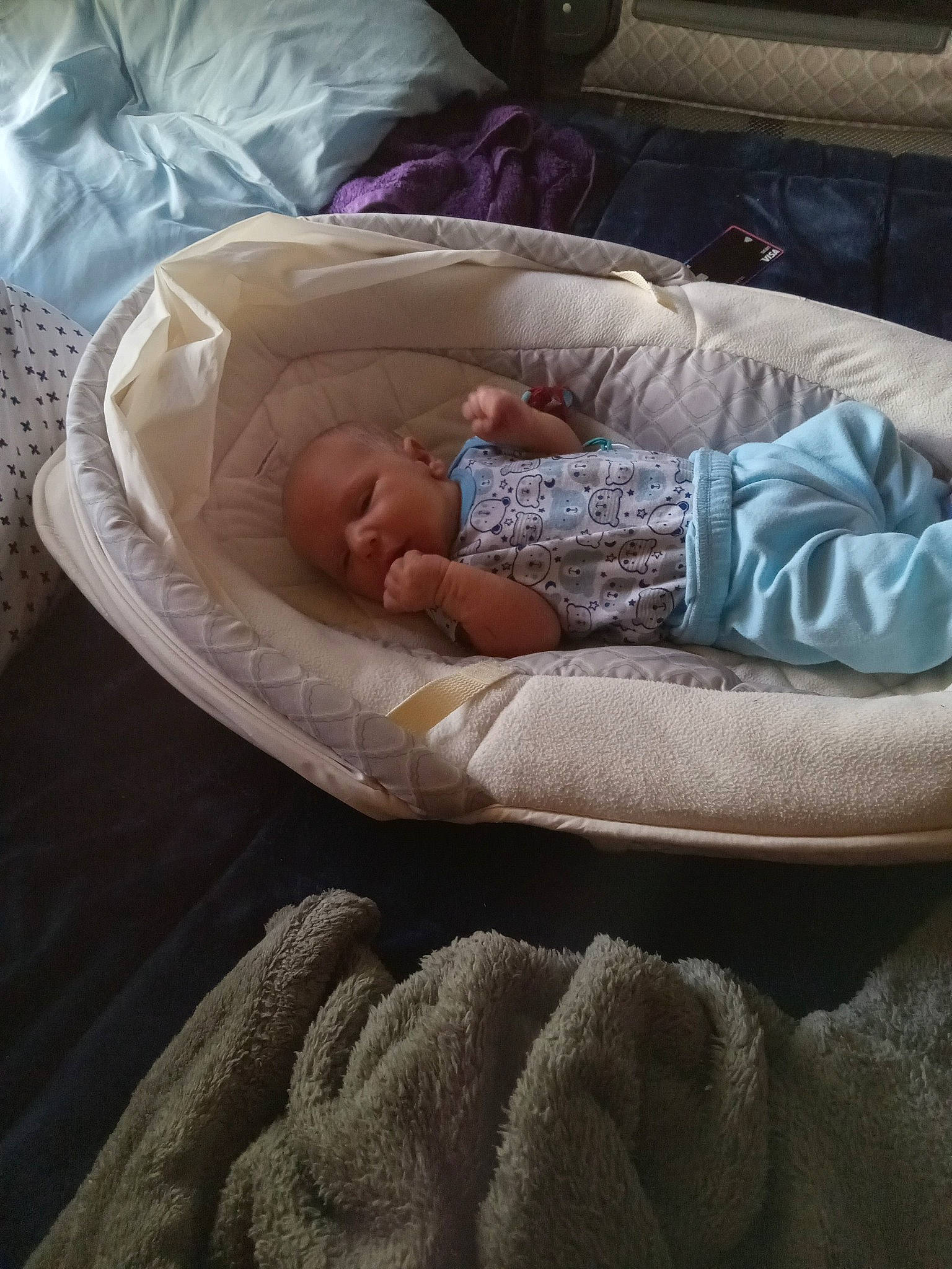 Brantley joined the competition — help win amazing prizes! baby, baby_products, baby_safety, baby_sleeping, baby_toddler_clothing, bedding, bedtime, child, comfort, finger, foot, human_leg, infant_bed, linens, nap, person, room, sitting, sleeve, sock