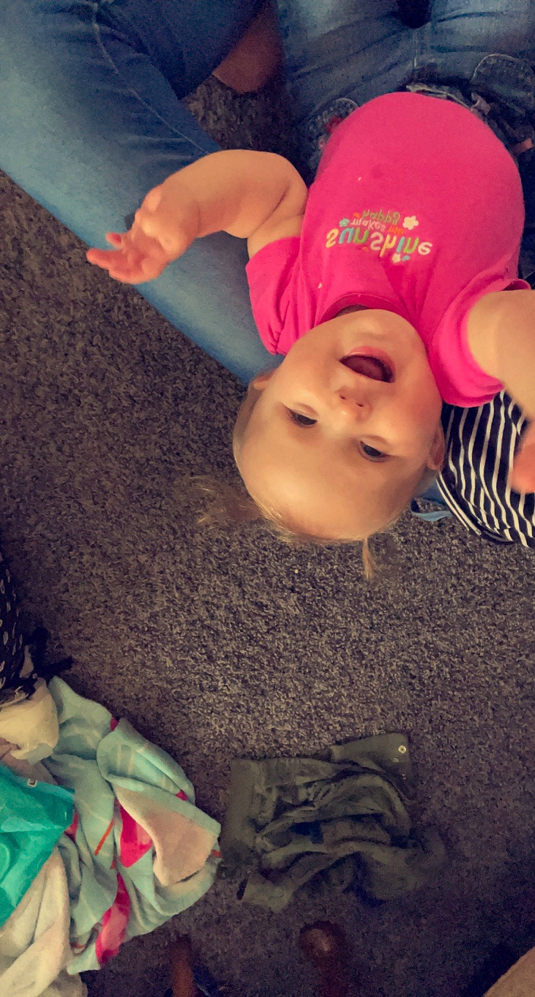 Kinsley is registered to the contest to win money with this photo: baseball_cap, beanie, cap, child, cool, electric_blue, fashion_accessory, fun, happy, headgear, headwear, knit_cap, linens, lip, person, pink, sleeve, smile, sportswear, t_shirt