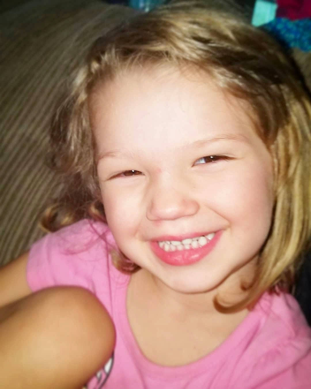 Maggie Mae is registered to the contest to win money with this photo: beauty, blond, cheek, child, chin, eyebrow, face, facial_expression, forehead, fun, hair, hairstyle, head, joy, lip, nose, organ, person, pink, skin