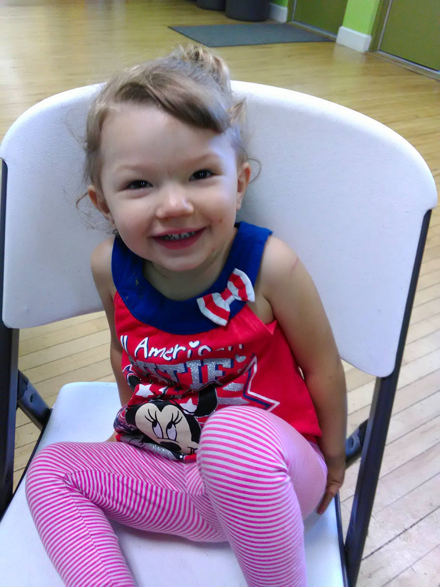 Maggie Mae joined the competition — help win amazing prizes! chair, child, joy, person, sitting, smile, toddler