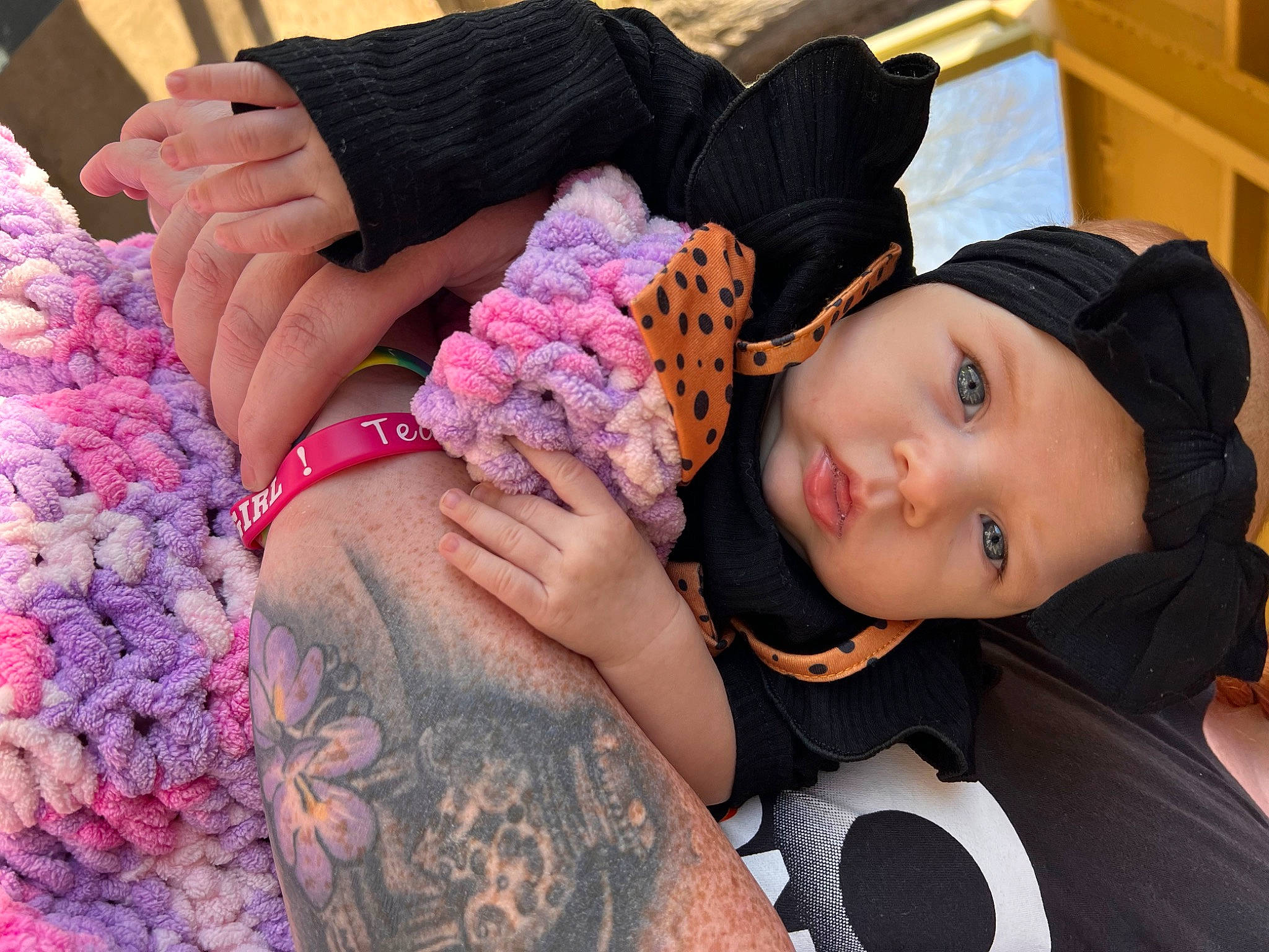 Emersyn joined the competition — help win amazing prizes! abdomen, baby, baby_toddler_clothing, child, comfort, cool, finger, gesture, headwear, human_leg, joint, nail, pattern, person, purple, skin, temporary_tattoo, thigh, thumb, toddler