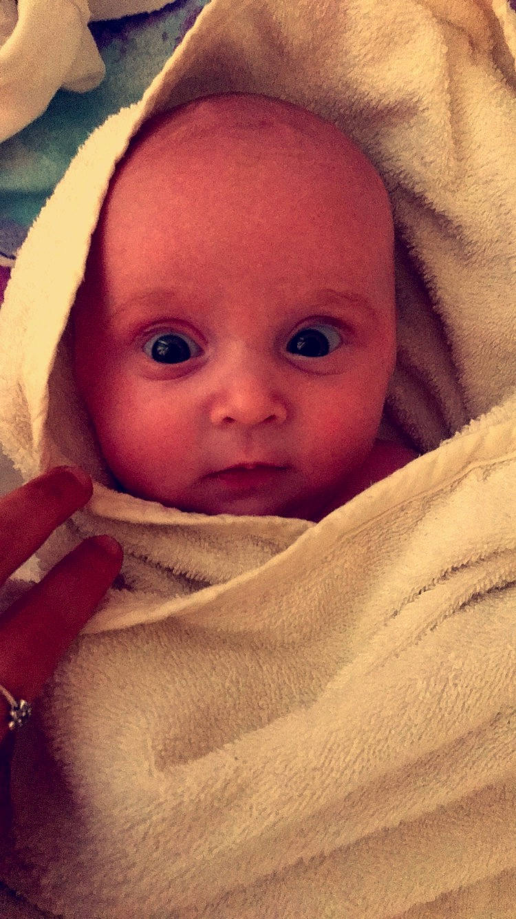 Connie is registered to the contest to win money with this photo: baby, cheek, child, chin, close_up, ear, eye, eyebrow, face, forehead, head, iris, lip, mouth, nose, organ, person, skin, smile, toddler