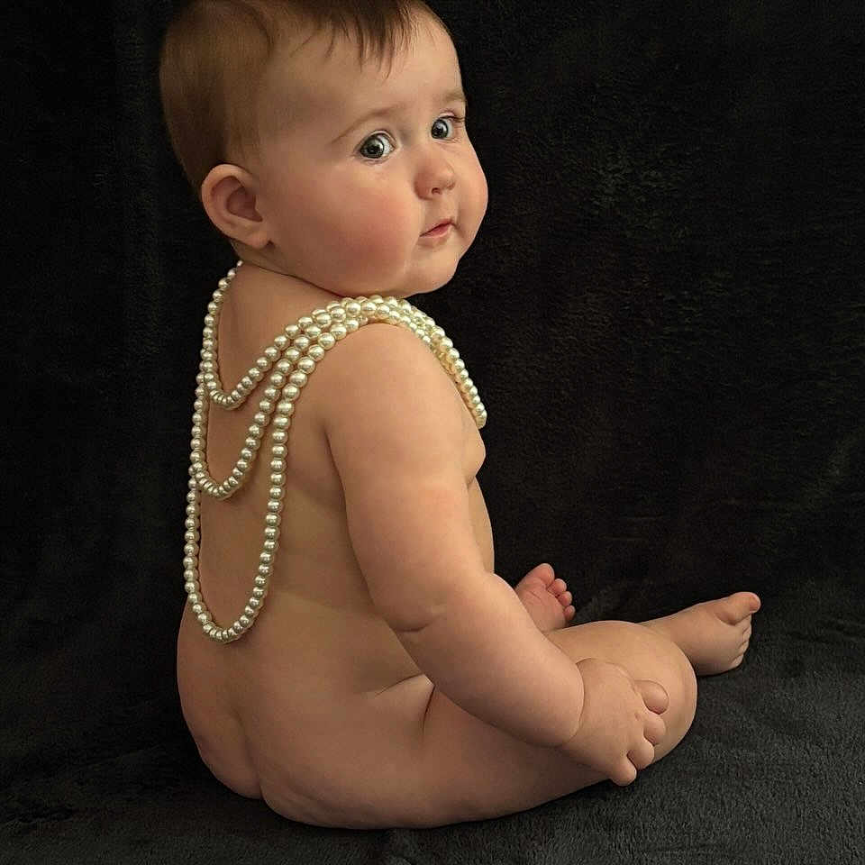 Alanna joined the competition — help win amazing prizes! accessories, baby, bead, bodypart, bracelet, clothing, dress, face, finger, hand, head, jewelry, necklace, newborn, ornament, pearl, person, photography, portrait, sitting