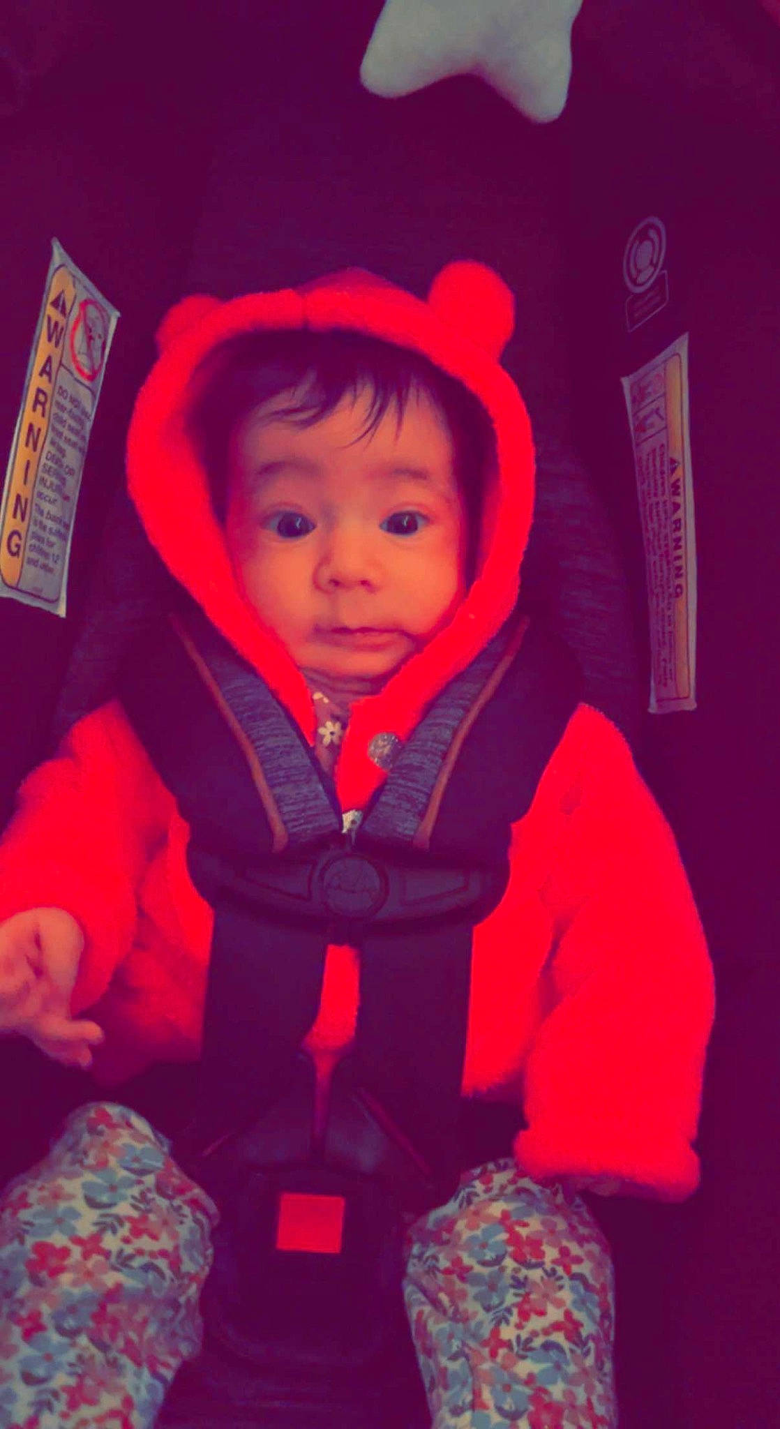 Kinsley joined the competition — help win amazing prizes! baby, baby_toddler_clothing, cheek, clothing, cool, electric_blue, eye, flash_photography, happy, head, headgear, human_body, jacket, magenta, mouth, person, pink, purple, skin, sleeve