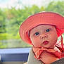 Eva joined the competition — help win amazing prizes! baby, child, pink_hat, sunhat, blue_eyes, face, portrait, closeup, outdoor, nature, greenery, soft_carrier, person, infant, skin, cute, young, expression, summer, daylight