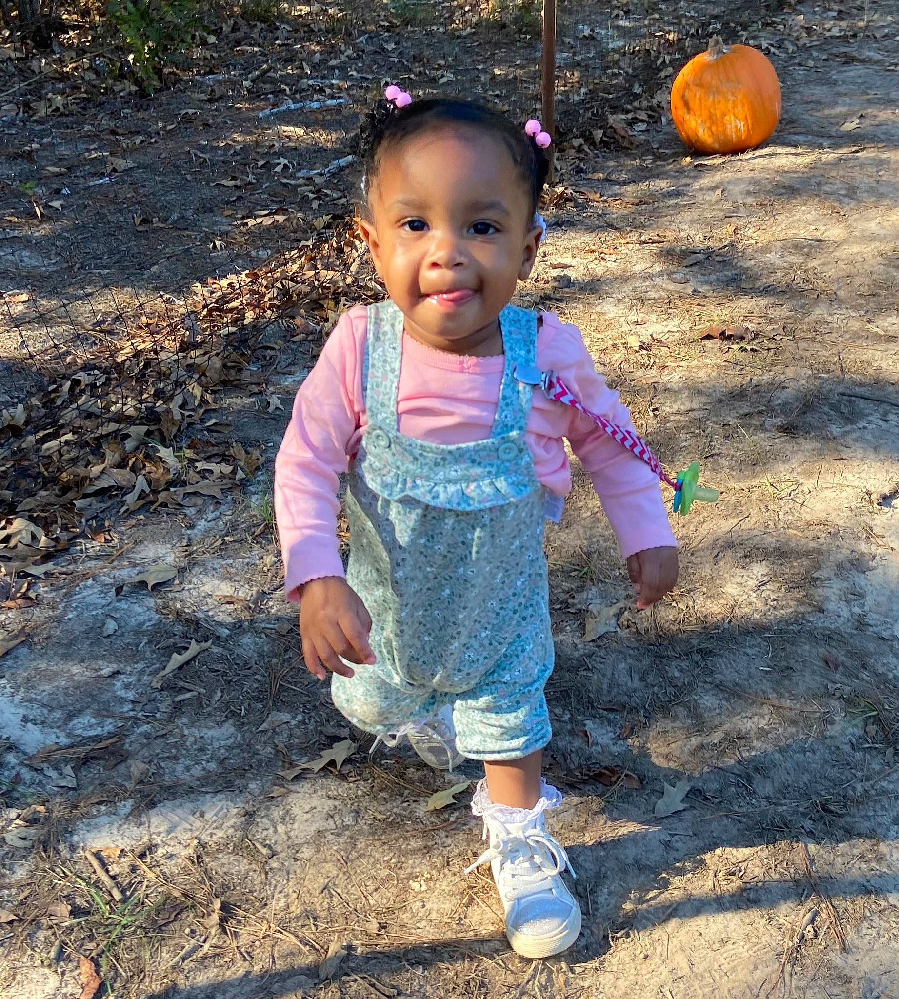 Lauryn is registered to the contest to win money with this photo: athletic_shoe, baby, baby_toddler_clothing, calabaza, child, denim, eye, gourd, joy, mouth, nose, people_in_nature, person, pumpkin, running_shoe, shoe, sneakers, squash, toddler, vegetable