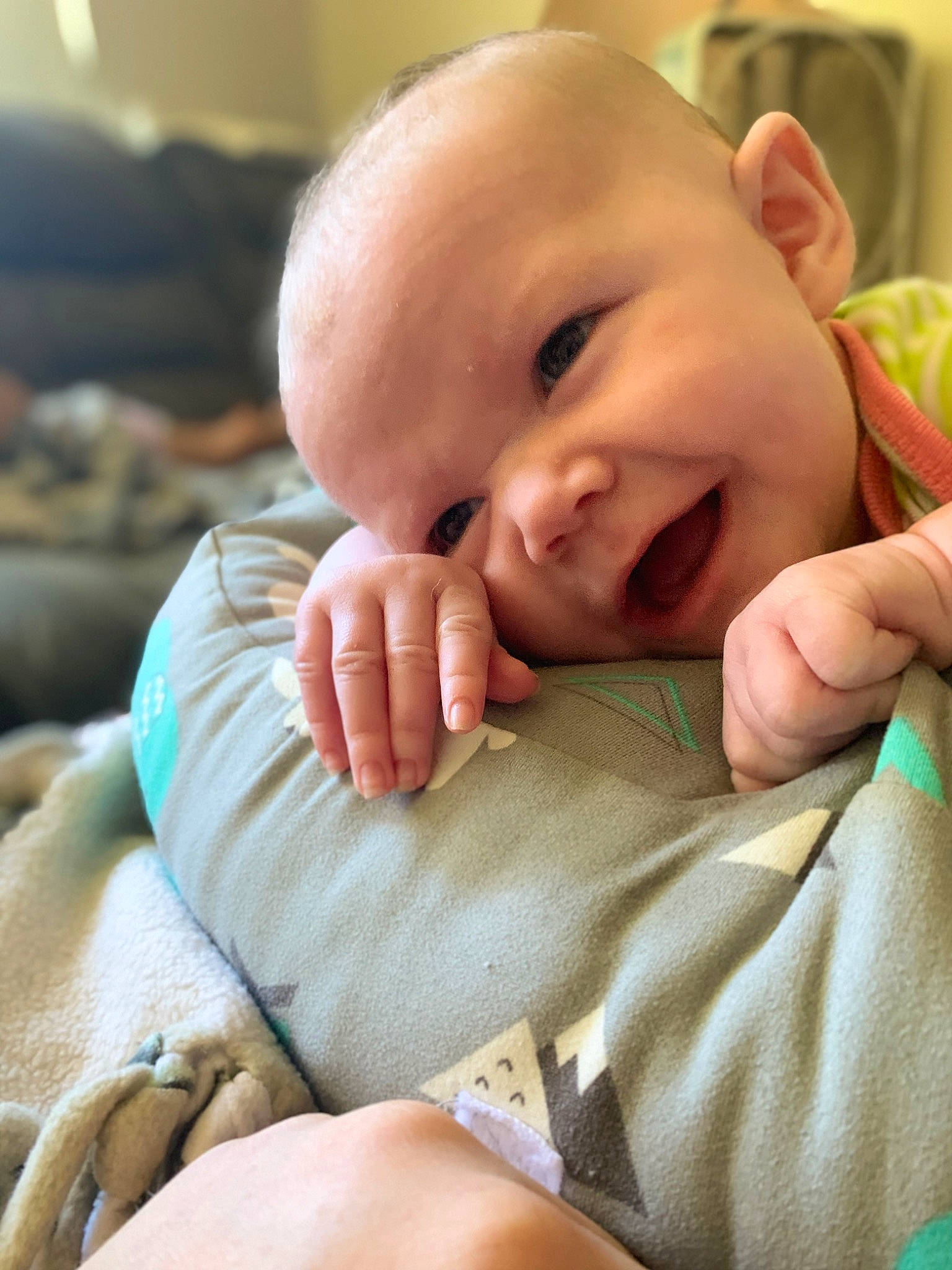 Audri joined the competition — help win amazing prizes! baby, baby_toddler_clothing, cheek, child, comfort, face, foot, gesture, happy, head, linens, nail, person, sitting, skin, sleeve, smile, thumb, toddler