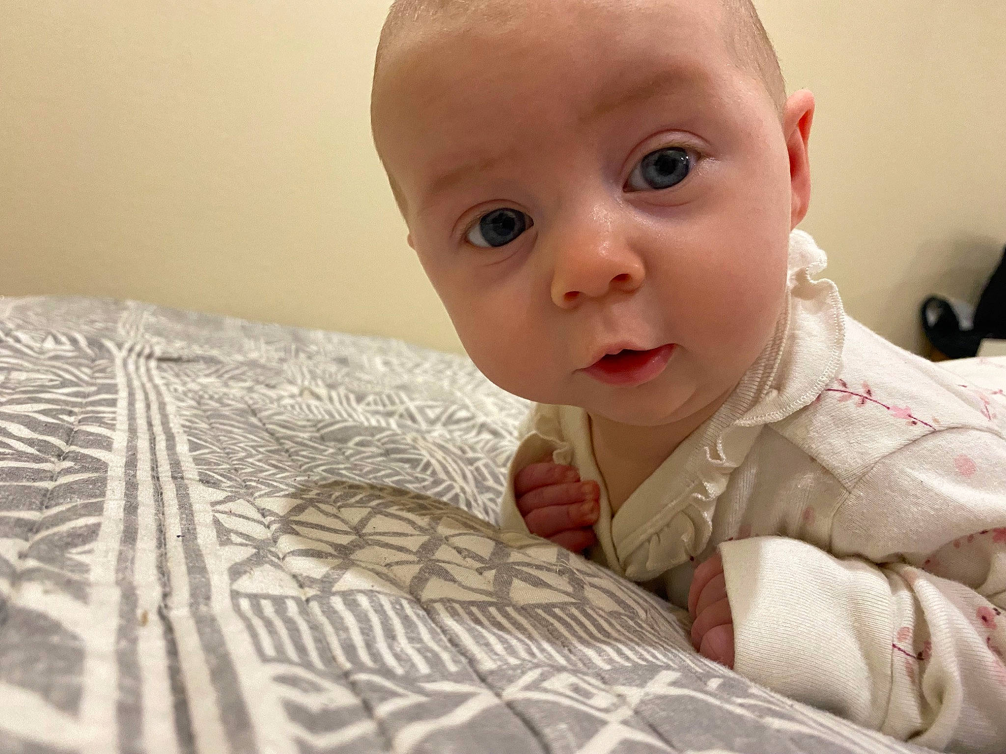 Layana joined the competition — help win amazing prizes! baby, baby_toddler_clothing, bedding, cheek, child, chin, comfort, crawling, eyebrow, eyelash, flooring, happy, iris, linens, nose, person, room, sitting, skin, toddler