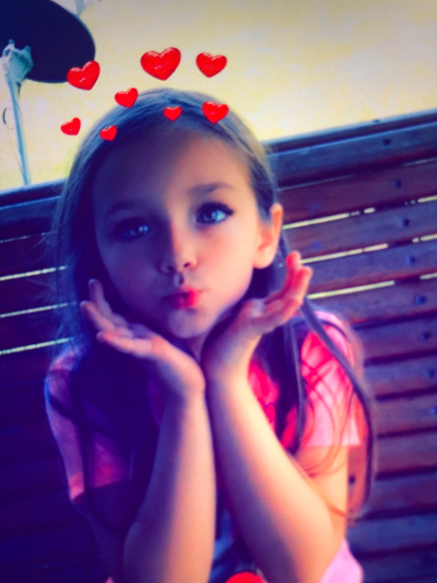 Macy is registered to the contest to win money with this photo: beauty, black_hair, blue, child, cool, dress, ear, eye, face, hair, head, lip, long_hair, nose, person, photography, pink, red, selfie, skin