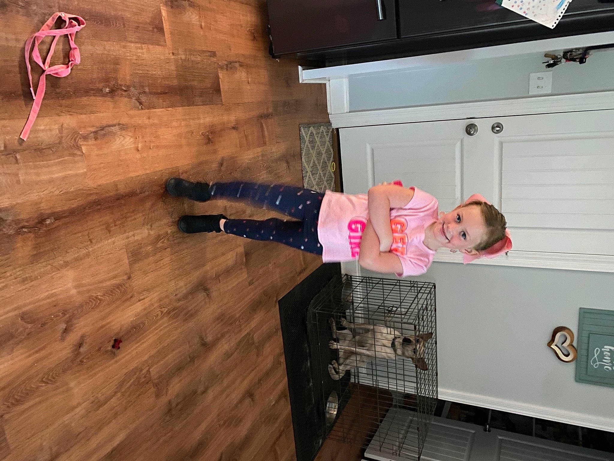Taylynn is registered to the contest to win money with this photo: baby, baby_toddler_clothing, carmine, child, floor, flooring, fun, hardwood, jacket, joy, laminate_flooring, magenta, pattern, person, plywood, room, toddler, varnish, wood, wood_flooring