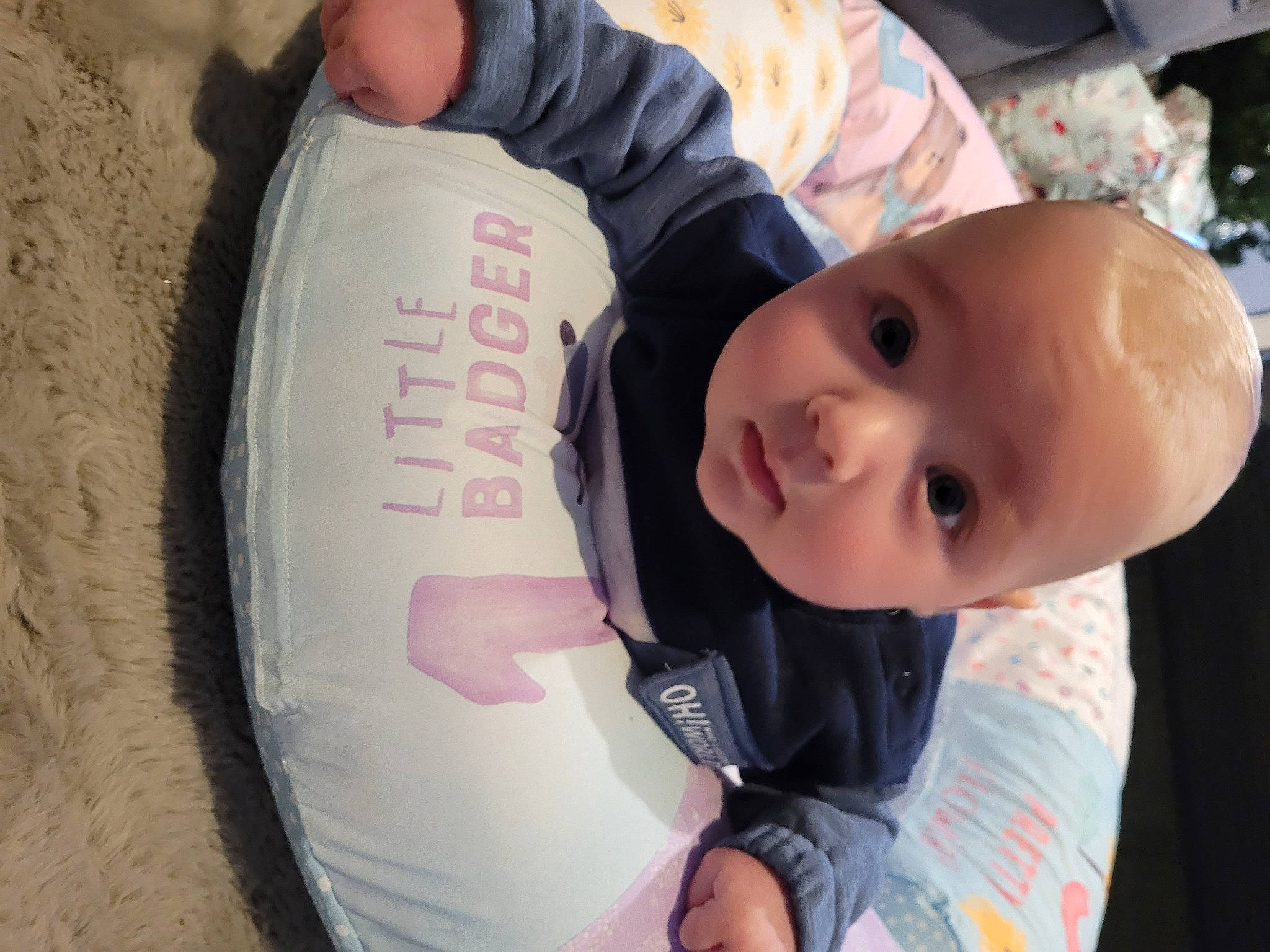 Brodie joined the competition — help win amazing prizes! baby, baby_products, baby_toddler_clothing, carmine, cheek, child, finger, fun, happy, hat, mouth, person, sitting, skin, sleeve, smile, toddler, tree, vacation
