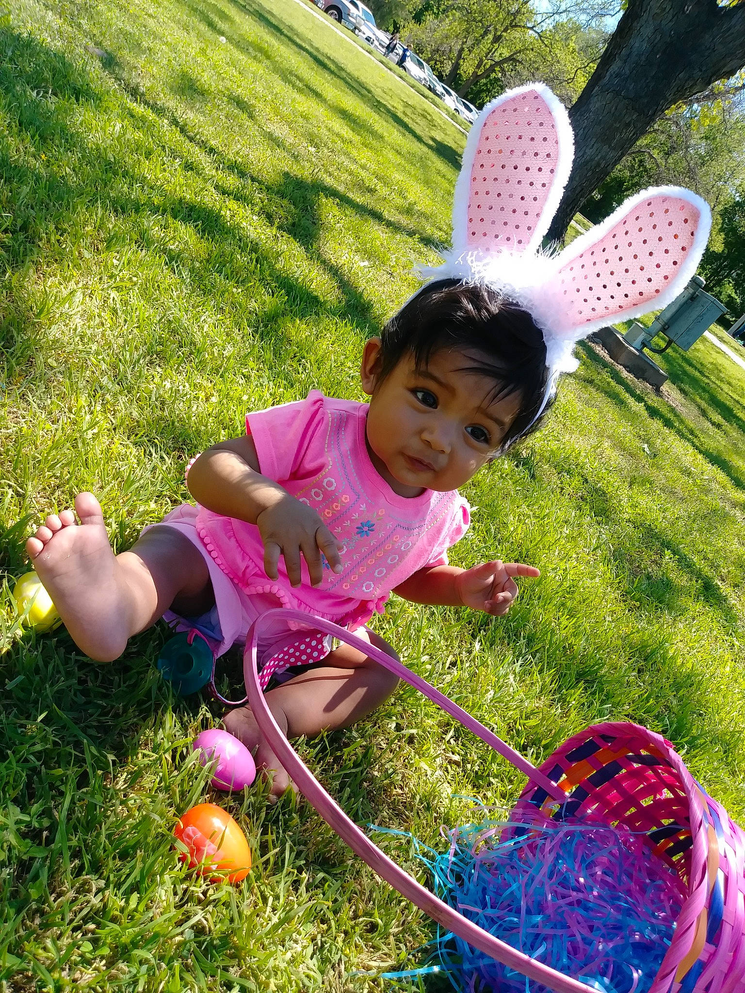 Kassidy joined the competition — help win amazing prizes! child, easter, easter_bunny, easter_egg, event, fun, garden, grass, holiday, lawn, net, person, pink, plant, play, spring, toddler