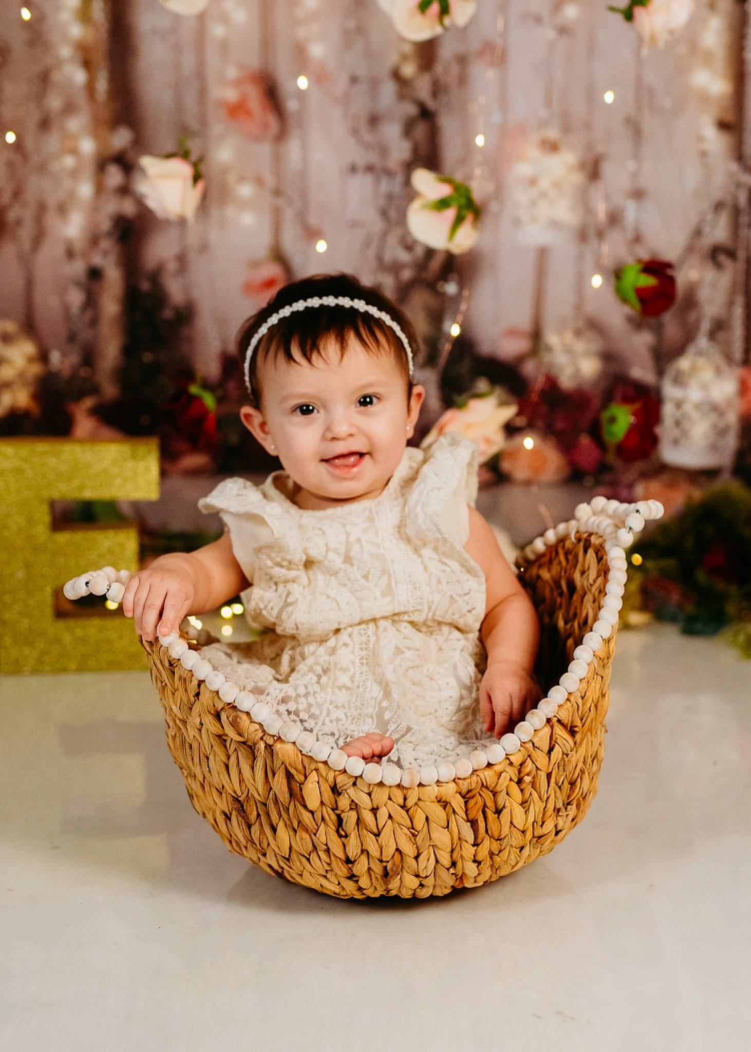 Dahlia joined the competition — help win amazing prizes! baby, baby_toddler_clothing, basket, child, embellishment, event, facial_expression, fashion_accessory, fun, hair_accessory, happy, headpiece, interior_design, jewellery, joy, pattern, person, portrait_photography, sitting, sleeve