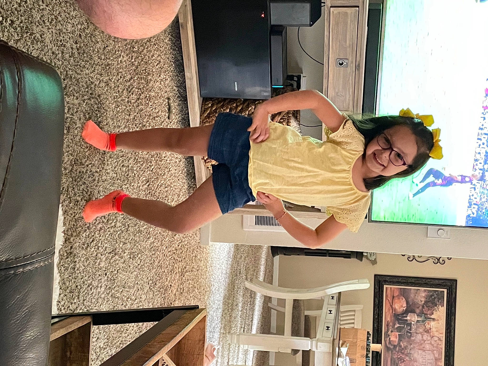 Lina joined the competition — help win amazing prizes! advertising, chest, cool, display_device, elbow, eyewear, fun, home_appliance, human_leg, joy, machine, muscle, person, room, shoulder, smile, standing, television, television_set, thigh