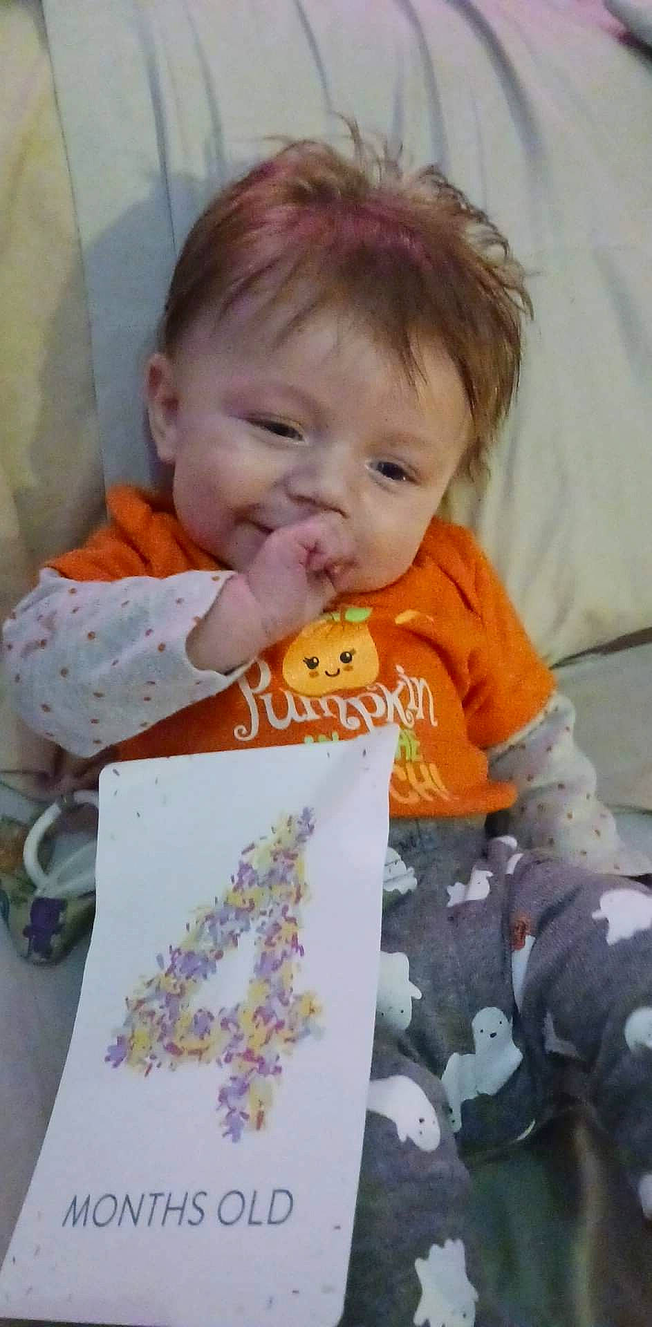 Waylon joined the competition — help win amazing prizes! art, baby, baby_products, baby_toddler_clothing, bib, cheek, child, face, happy, iris, linens, orange, pattern, person, play, room, sitting, sleeve, sweetness, t_shirt