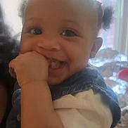 Nova joined the competition — help win amazing prizes! toddler, child, smiling, indoor, denim, bow, pigtails, happy, face, cute, person, baby, portrait, hand, clothing, young, skin, cheerful, head, expression