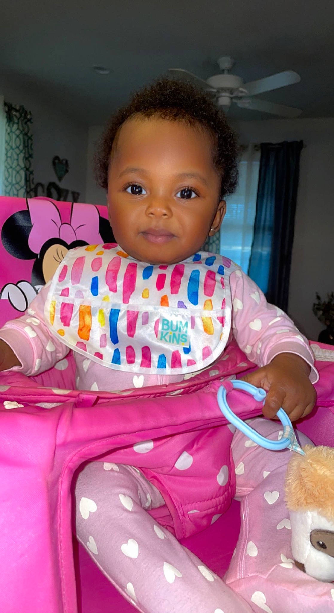 Kiyah joined the competition — help win amazing prizes! baby, baby_products, baby_toddler_clothing, bag, bib, cheek, child, curtain, facial_expression, fun, happy, houseplant, joy, magenta, person, pink, plant, sitting, sleeve, smile