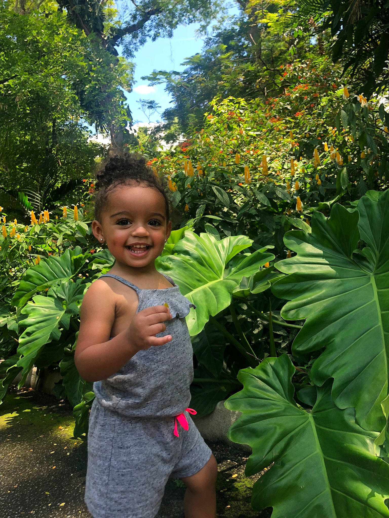 Kehlani joined the competition — help win amazing prizes! adaptation, botany, child, flower, garden, joy, jungle, leaf, person, plant, shorts, smile, toddler, tree, vacation