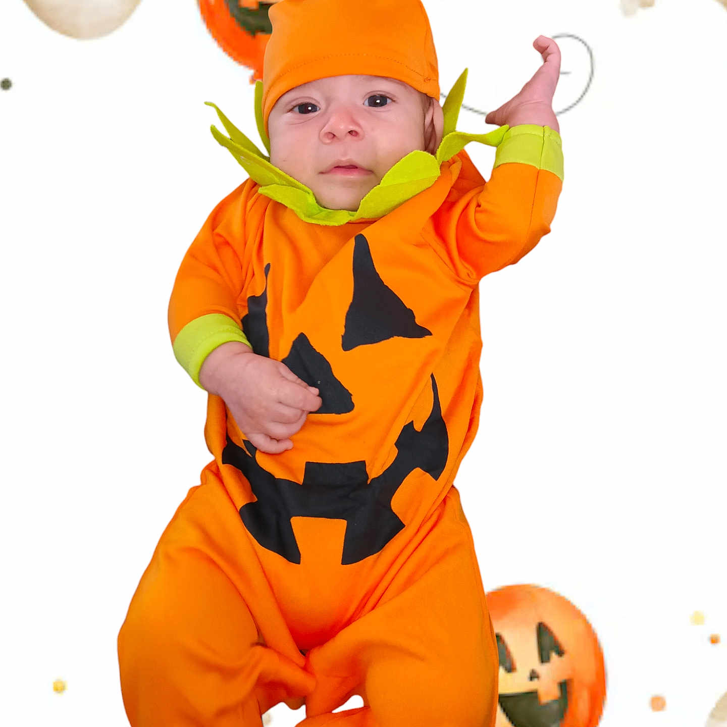 Baltazar is registered to the contest to win money with this photo: baby, balloon, bodypart, clothing, coat, costume, face, festival, finger, food, halloween, hand, hat, head, hood, juggling, person, photography, plant, portrait
