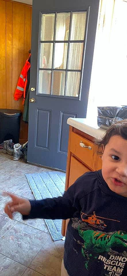 Jonah joined the competition — help win amazing prizes! bag, cabinetry, curtain, door, drawer, finger, flooring, happy, hardwood, home_door, human_leg, joint, leg, luggage_and_bags, orange, person, standing, thigh, toddler, window