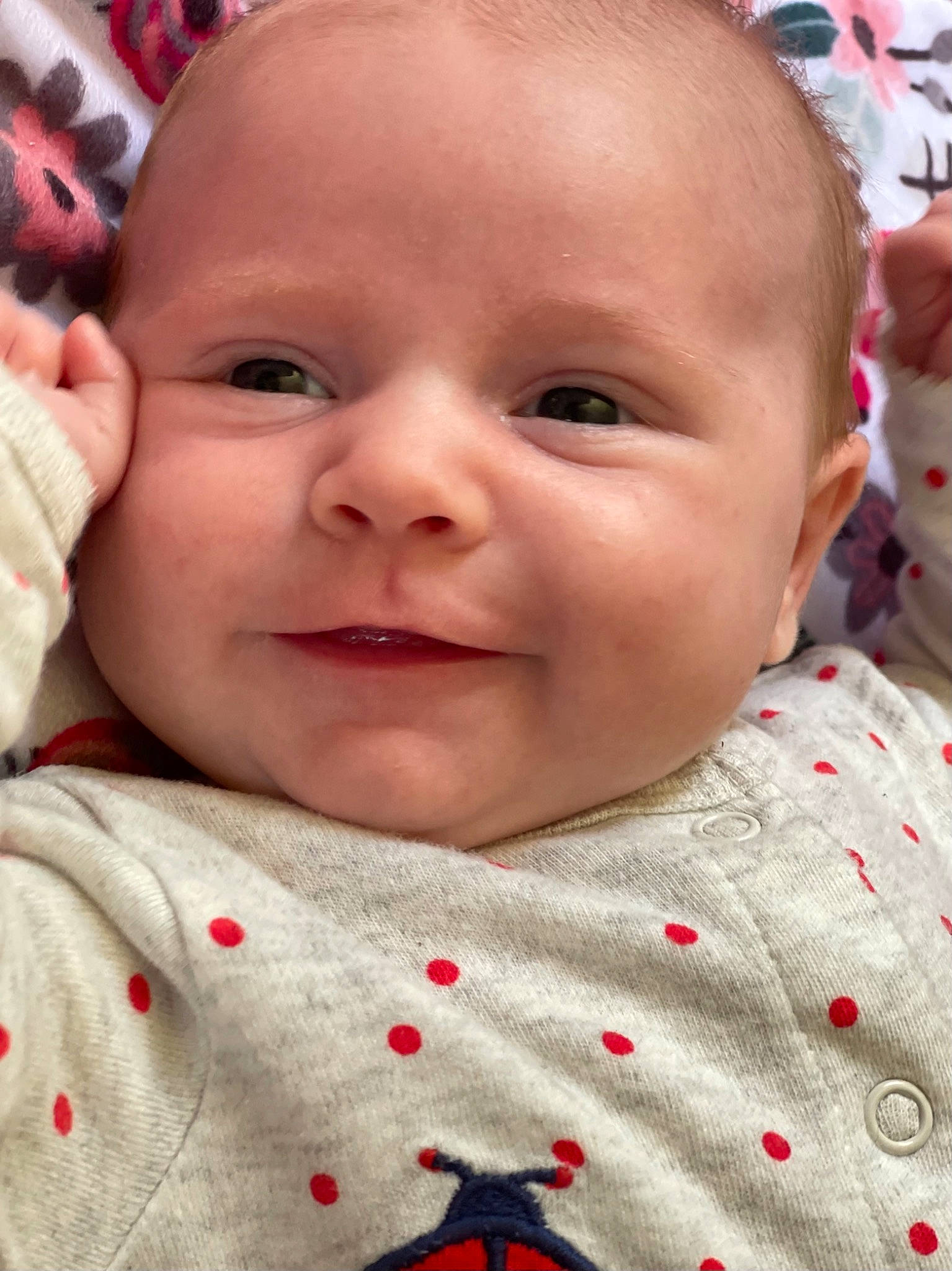 Emberlyn joined the competition — help win amazing prizes! baby_toddler_clothing, cheek, chin, eye, eyebrow, eyelash, facial_expression, happy, head, iris, joy, lip, mouth, nose, organ, person, product, skin, sleeve, smile