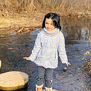 Samriddhi is registered to the contest to win money with this photo: child, clothing, coat, face, female, footwear, girl, head, jacket, jeans, longsleeve, outdoors, pants, person, photography, portrait, shoe, sleeve, standing, water