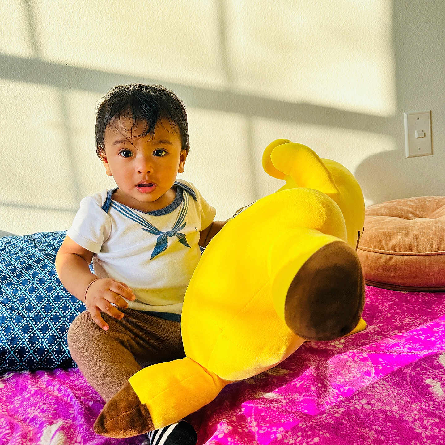 Swapnil joined the competition — help win amazing prizes! bed, bodypart, boy, child, couch, cushion, doll, face, finger, furniture, hand, head, homedecor, indoors, male, person, photography, portrait, sitting, toy