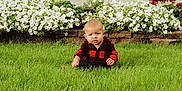 Walker is registered to the contest to win money with this photo: baby, face, flower, geranium, grass, head, herbal, herbs, lawn, leaf, nature, outdoors, park, person, petal, photography, plant, portrait, pottedplant, vegetation