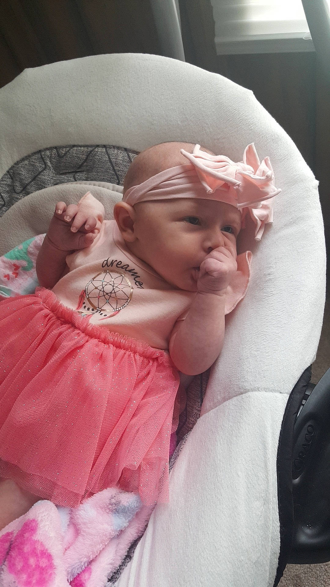 Abriella joined the competition — help win amazing prizes! baby, birth, cheek, child, childbirth, headwear, nap, person, pink, skin, sleep, toddler