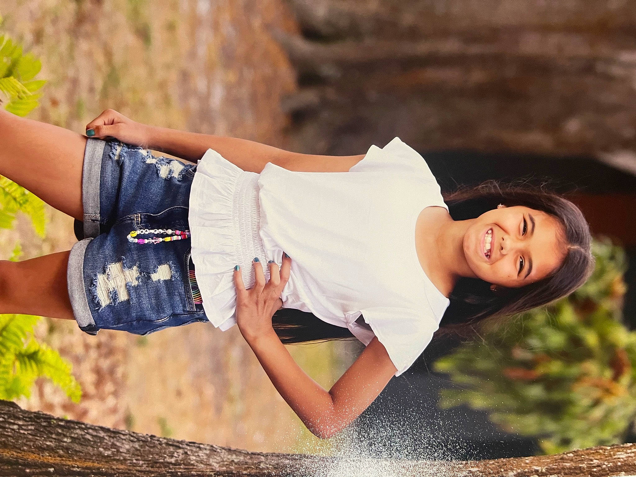 Alesia is registered to the contest to win money with this photo: black_hair, cool, eyewear, flash_photography, grass, happy, human_body, joy, landscape, leisure, long_hair, people_in_nature, person, plant, shorts, shoulder, t_shirt, thigh, tree, trunk