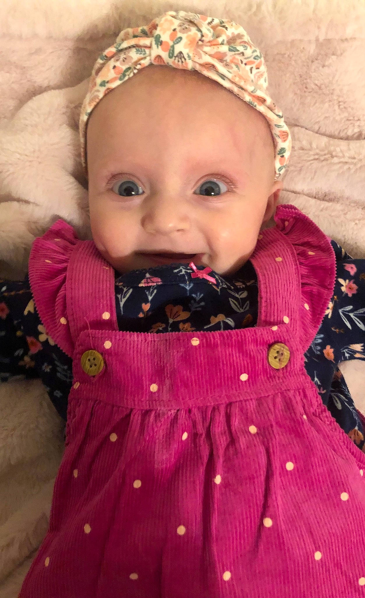 Daisy joined the competition — help win amazing prizes! baby_toddler_clothing, beard, cap, clothing, dress, eye, face, happy, head, human_body, jacket, lip, magenta, organ, outerwear, pattern, person, pink, skin, sleeve
