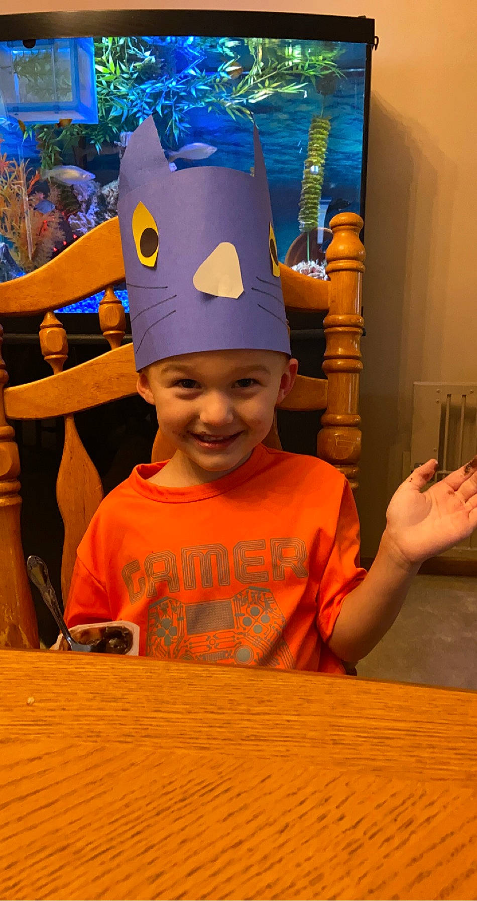 Jackson joined the competition — help win amazing prizes! costume_accessory, happy, headwear, joy, laugh, party_supply, person, shirt, t_shirt, thumb, toddler
