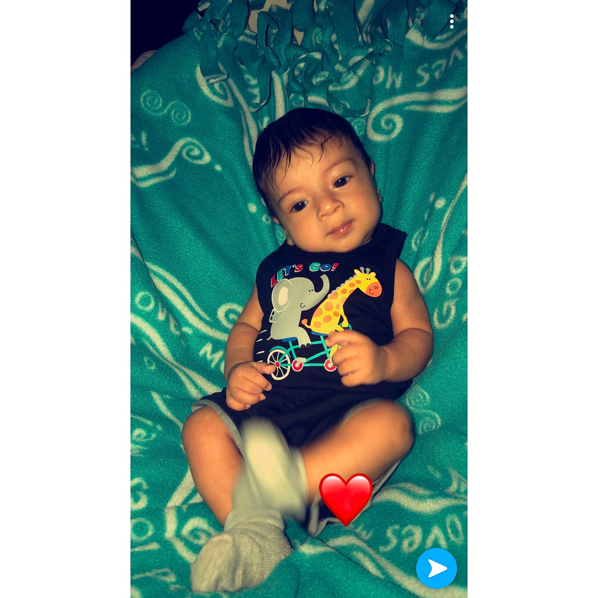 Adan joined the competition — help win amazing prizes! baby, baby_products, baby_toddler_clothing, black_hair, cheek, child, cool, happy, head, person, play, product, shoe, sitting, smile, t_shirt, toddler, turquoise