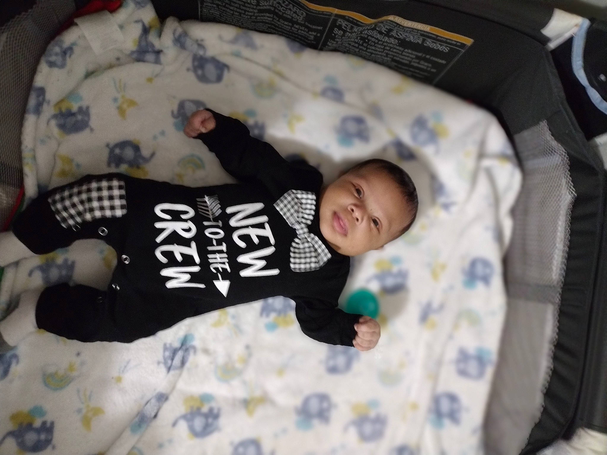 Trenton Jr joined the competition — help win amazing prizes! baby, baby_products, baby_toddler_clothing, bed, bedding, bedtime, child, comfort, linens, nap, pattern, person, product, room, sleep, sleeve, t_shirt, textile, toddler, tree