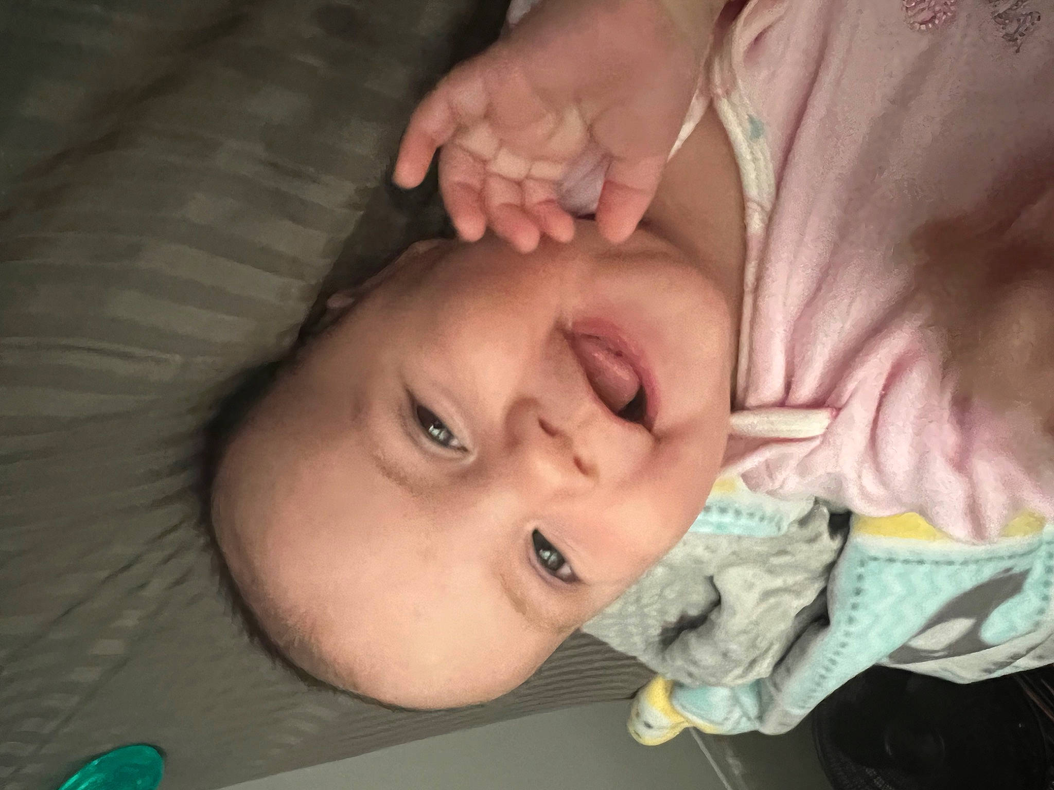 Kinley joined the competition — help win amazing prizes! baby, baby_products, baby_toddler_clothing, cheek, child, comfort, eyelash, gesture, happy, joy, lip, mouth, nail, nose, person, skin, smile, thumb, toddler, wrinkle