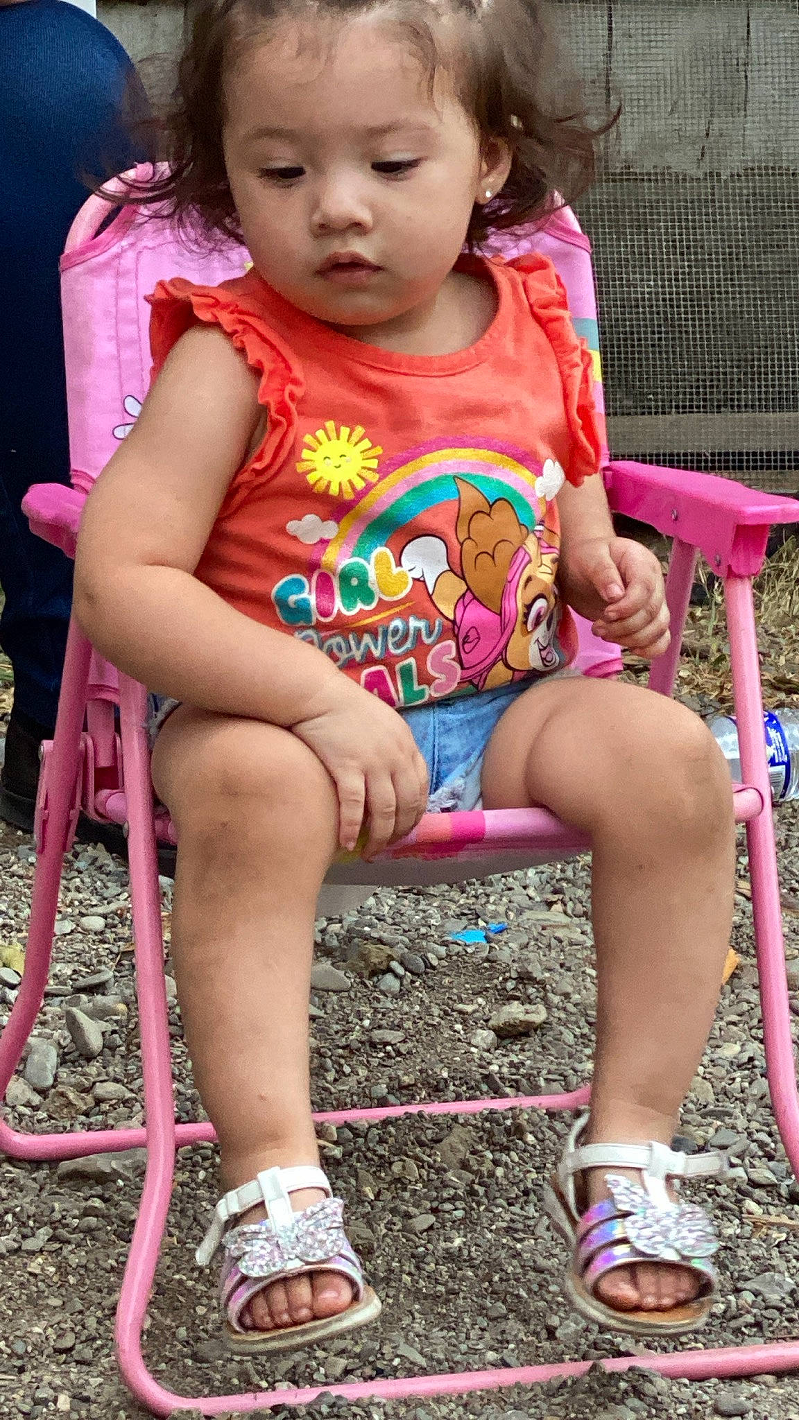 Areli joined the competition — help win amazing prizes! baby_toddler_clothing, chin, cool, face, facial_expression, grass, green, happy, head, leg, leisure, lip, magenta, organ, person, pink, red, shoe, skin, thigh