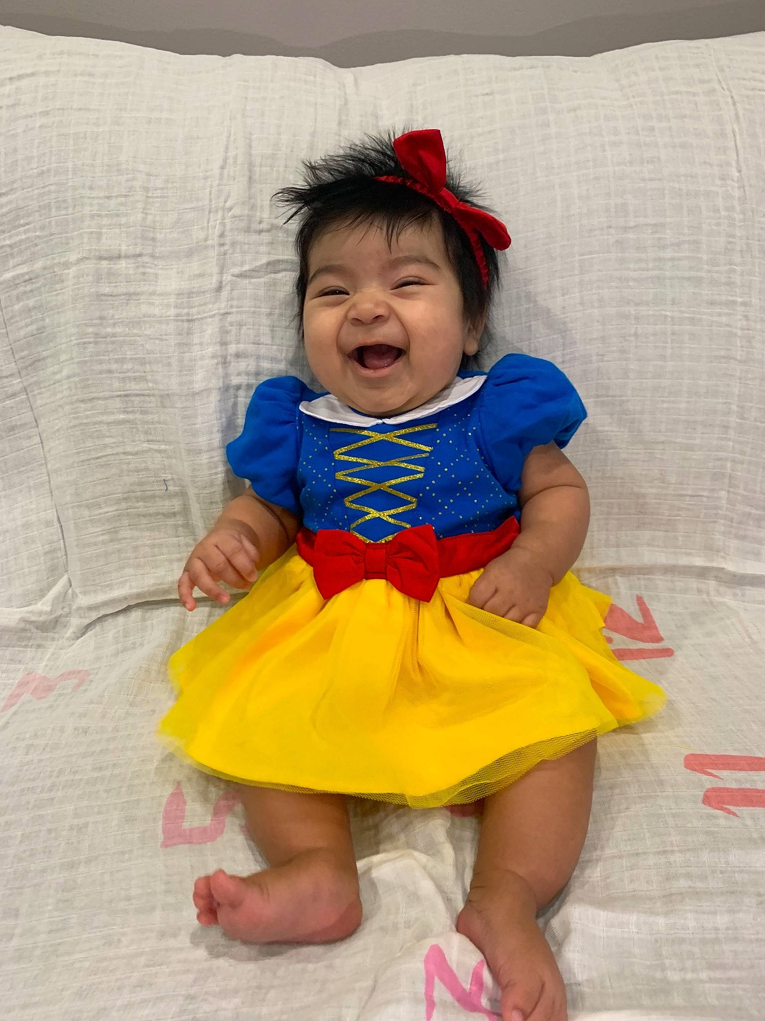 Zelda joined the competition — help win amazing prizes! baby, baby_toddler_clothing, blue, child, costume, dress, facial_expression, fictional_character, fun, head, leg, mouth, person, pink, skin, smile, toddler, vacation, yellow