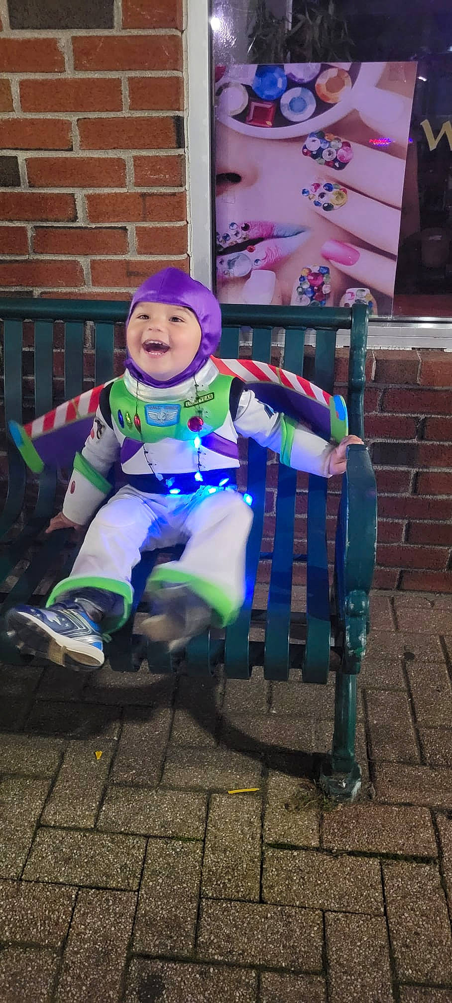 Keanu joined the competition — help win amazing prizes! baby, boot, brick, brickwork, child, costume, electric_blue, fictional_character, fun, glove, happy, hat, headwear, helmet, person, personal_protective_equipment, purple, recreation, smile, toddler