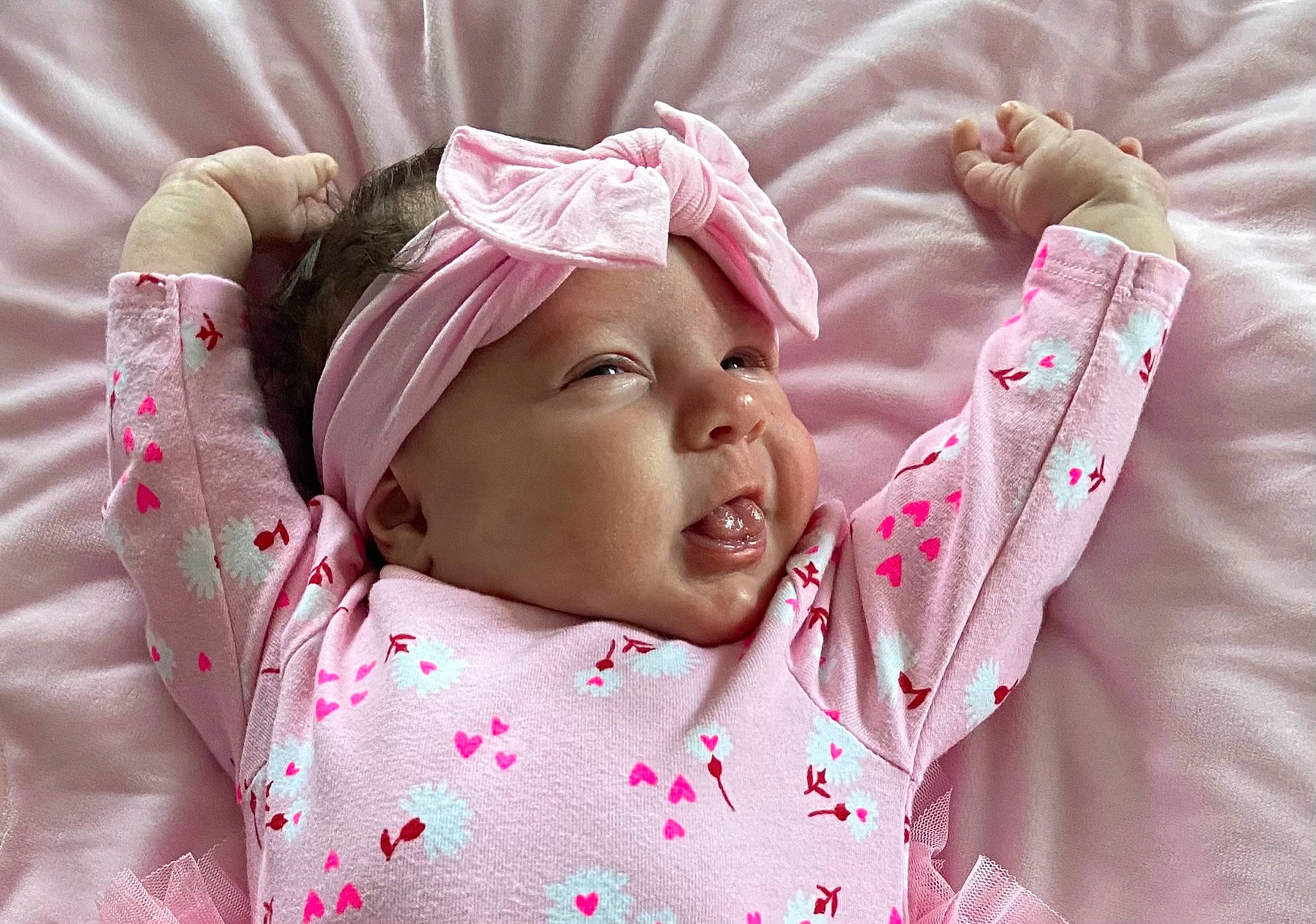 Brynn joined the competition — help win amazing prizes! baby, baby_products, baby_sleeping, baby_toddler_clothing, bedtime, cheek, child, comfort, eye, face, happy, headgear, headwear, linens, lip, person, pink, product, skin, sleeve