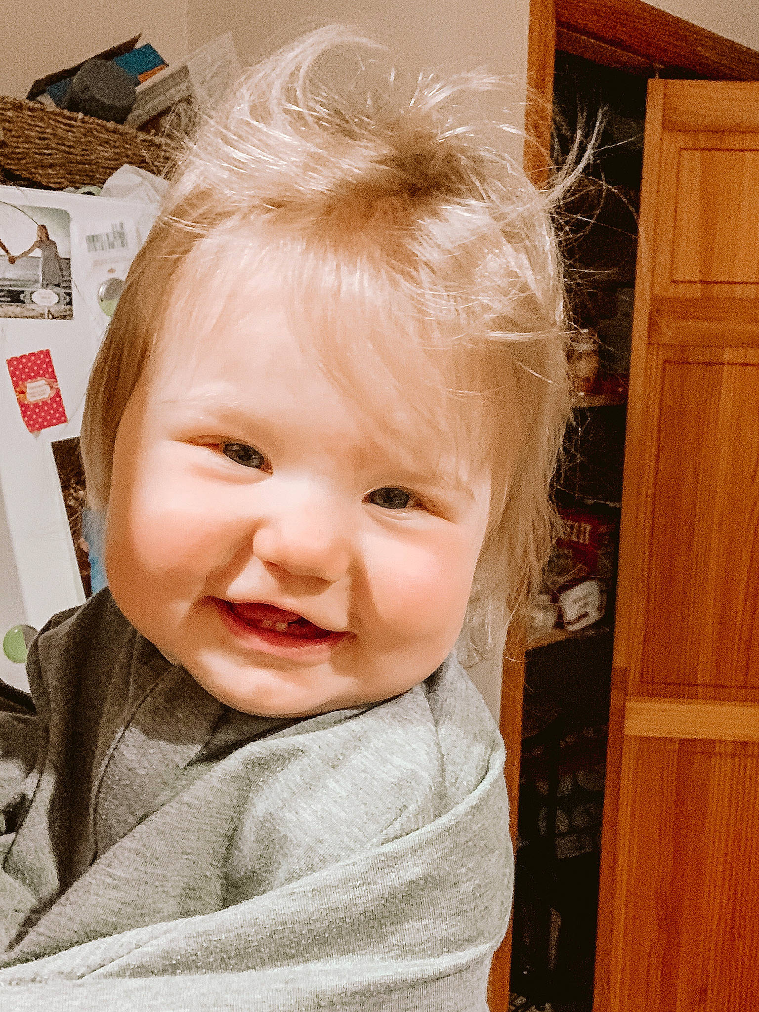 Holland joined the competition — help win amazing prizes! baby, baby_laughing, baby_toddler_clothing, blond, cabinetry, cheek, child, chin, ear, eye, eyebrow, eyelash, happy, iris, lip, nose, person, sleeve, smile, toddler