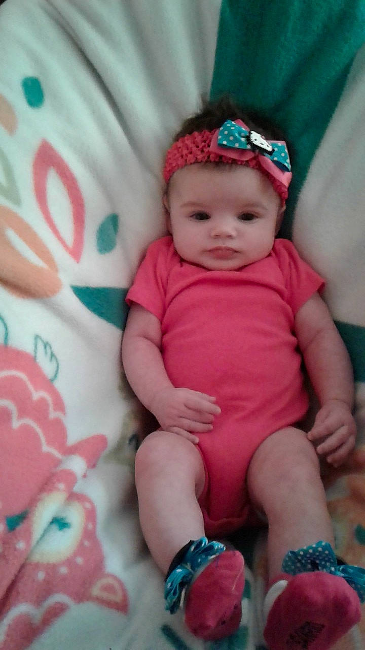 Sarah joined the competition — help win amazing prizes! baby_products, cheek, child, girl, hair_accessory, headband, headgear, infant, iris, lip, mouth, person, pink, product, skin, smile, textile, toddler, toy