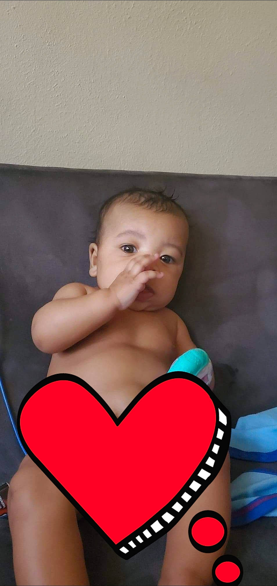 Asher is registered to the contest to win money with this photo: abdomen, arm, baby, cheek, chest, child, elbow, human_body, joint, leg, neck, person, thigh, toddler, trunk