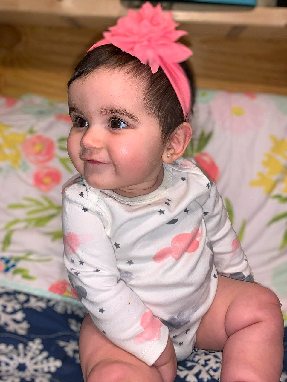 Brinleigh joined the competition — help win amazing prizes! baby, baby_toddler_clothing, cheek, child, face, fashion_accessory, hair_accessory, head, headband, headgear, headpiece, iris, person, pink, skin, smile, toddler