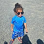 Ethan joined the competition — help win amazing prizes! child, toddler, sunglasses, blue_shirt, shorts, shark_pattern, sandals, gravel, outdoor, sunny, shadow, hair_bun, casual_clothing, standing, person, summer, playful, fun, daylight, cute