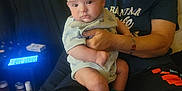 Landen is registered to the contest to win money with this photo: accessories, baby, bodypart, bracelet, clothing, couch, diaper, electronics, face, finger, furniture, hand, head, jewelry, newborn, people, person, photography, portrait, t_shirt